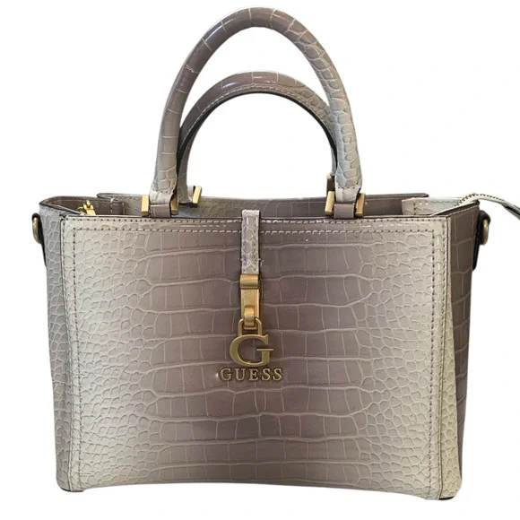 *NWOT* GUESS G James Girlfriend Beige Ombre Crocodile Embossed Satchel - Picture 2 of 12